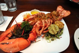 New England-style baked stuffed Maine lobster